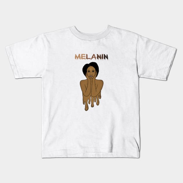 Drippin Melanin Afro Black History Kids T-Shirt by dukito